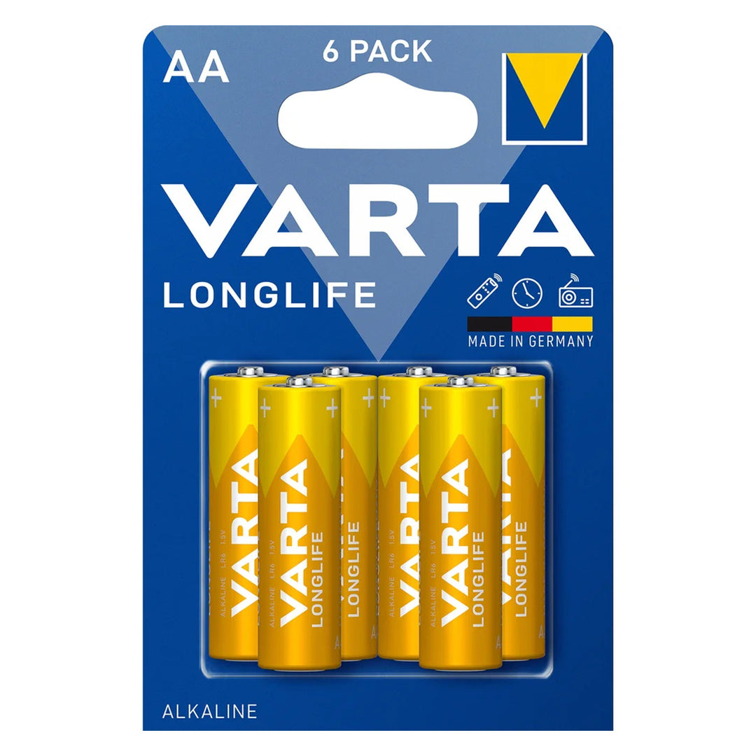 6 pilhas alcalinas Varta R-06 R06 AA 1,5 V de longa duração