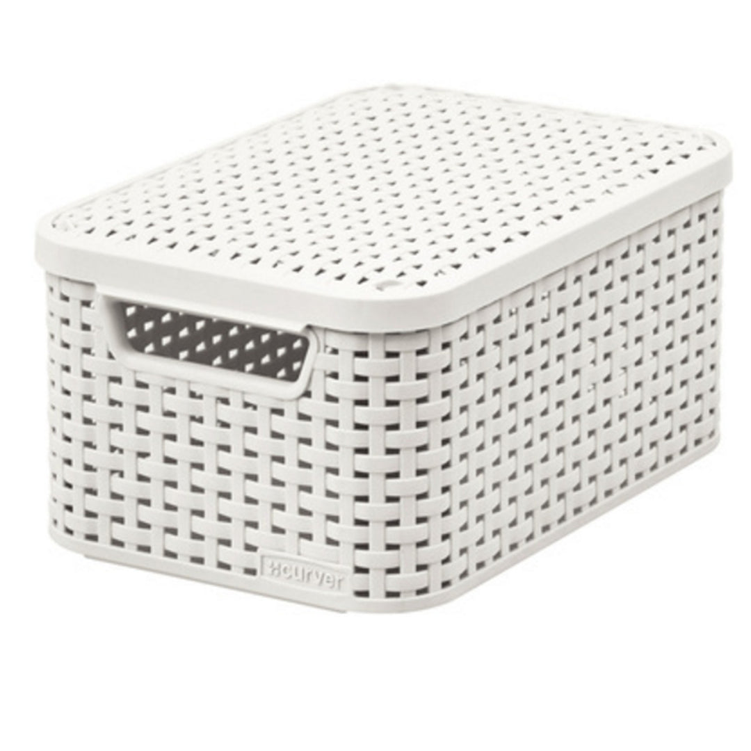 Rota Curvada Beige Mi Estilo Cesta Con Tapa