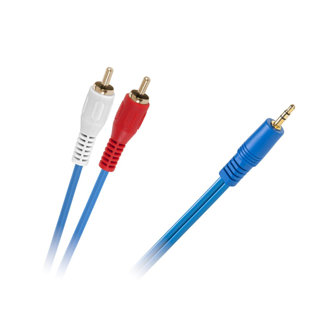 Cable jack 3,5 mm a 2x RCA 3 m azul para audio