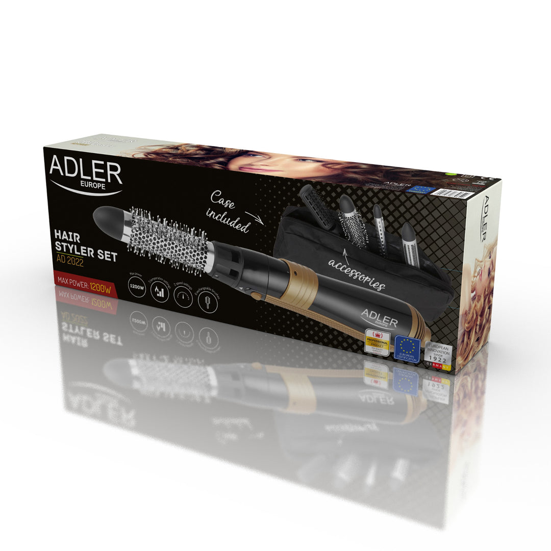 Secador de caracóis Adler, multifuncional, 6 acessórios, 2 posições de temperatura, 1000 W, AD 2022