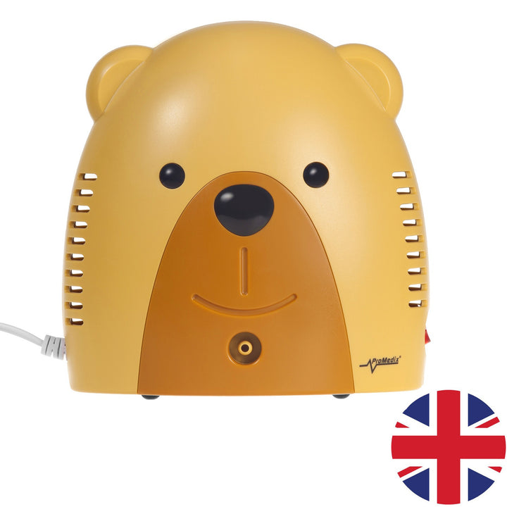 Inalador para bebé Promedix PR-811 Teddy Bear, conjunto nebulizador, máscaras e filtros (versão Reino Unido)