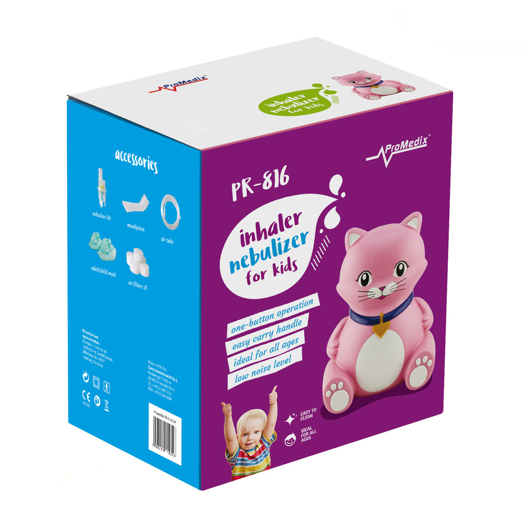 Inalador para gatos Promedix PR-816 para crianças, conjunto nebulizador, máscaras, filtros, versão Reino Unido