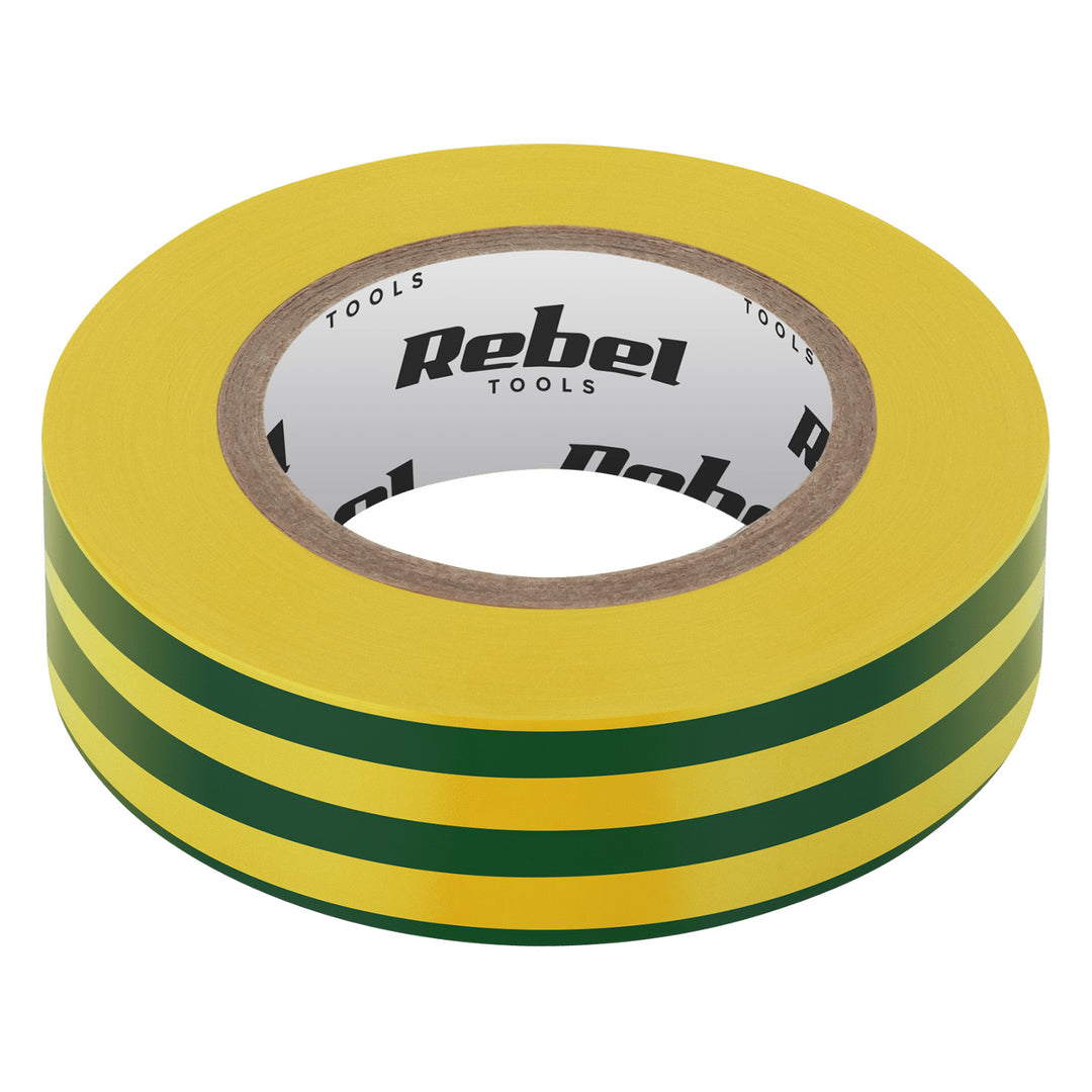 Cinta aislante adhesiva REBEL (0,13 mm x 19 mm x 10 yd) amarillo-verde