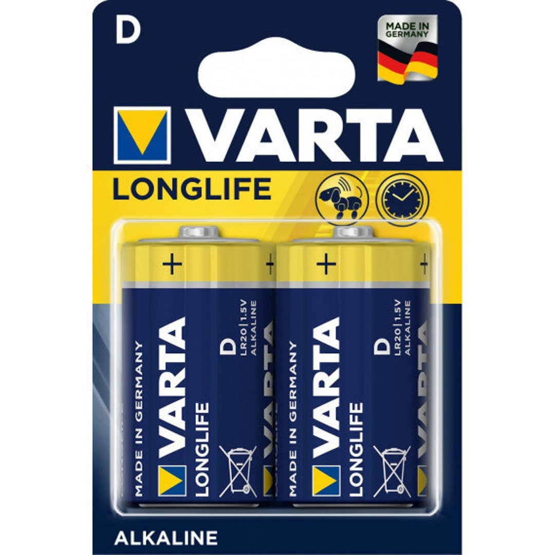 2x Varta Longlife D / LR20 1,5V pilas alcalinas blister