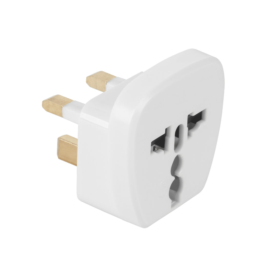 Adaptador de CA Enchufe universal del Reino Unido toma de tierra blanco