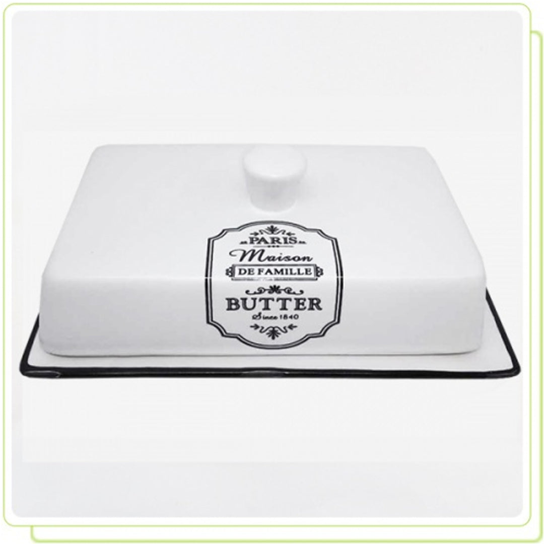 Plato de mantequilla de cerámica blanca - forma ergonómica MR20030-45