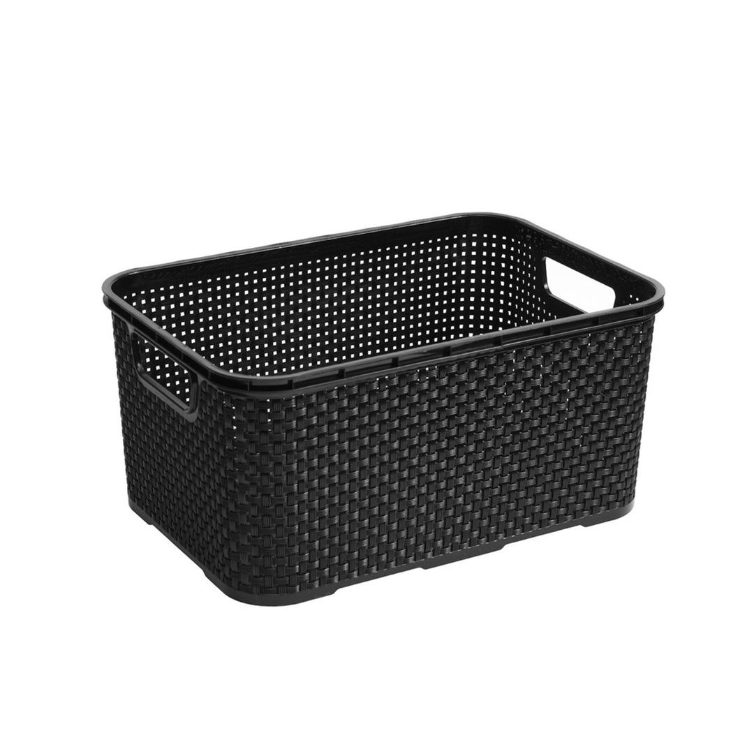 Cesto de armazenamento em vime cinzento BranQ 10L com pegas