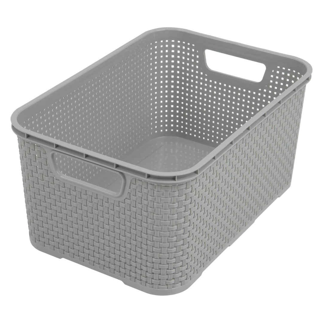 BranQ Rattan 7L cesta de almacenamiento gris con asas