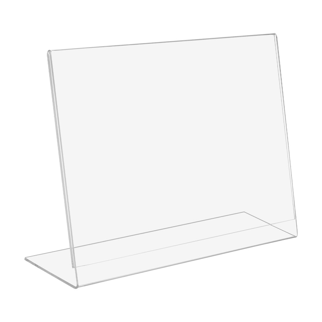 Estantería A5 para descripción, folleto, menú, tipo L, horizontal, transparente