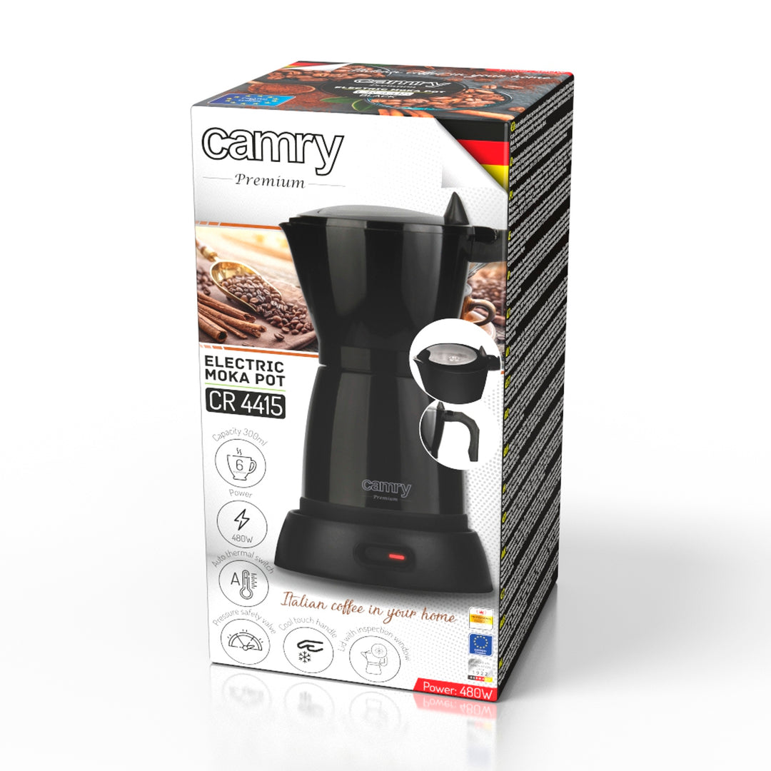 Moka Camry CR 4415B Cafetera eléctrica de 300 ml para 6 tazas de café espresso
