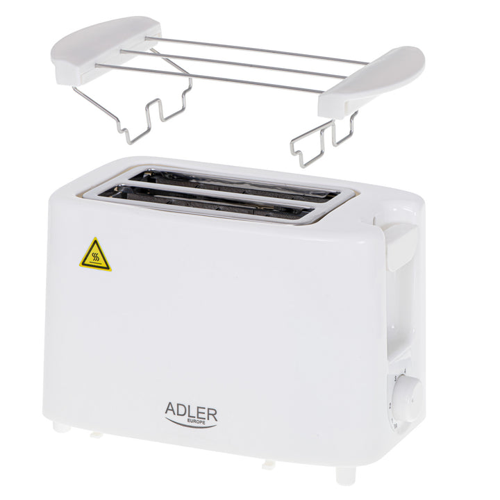 Torradeira Adler, controlo de 6 níveis, grelha para pão, 900 W, branca, AD 3223