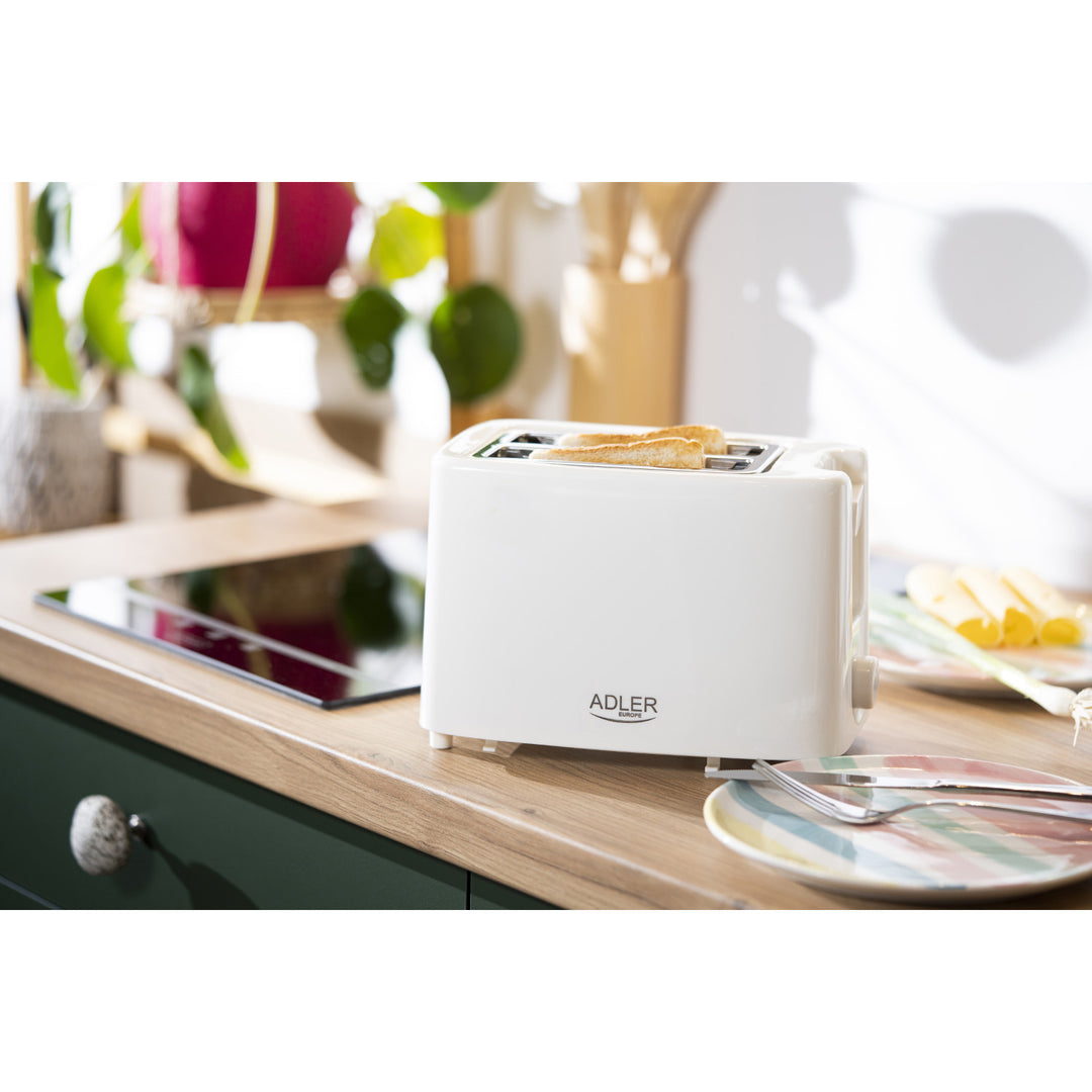 Torradeira Adler, controlo de 6 níveis, grelha para pão, 900 W, branca, AD 3223