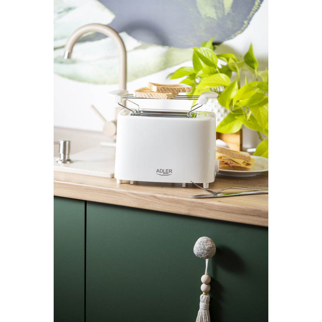 Torradeira Adler, controlo de 6 níveis, grelha para pão, 900 W, branca, AD 3223