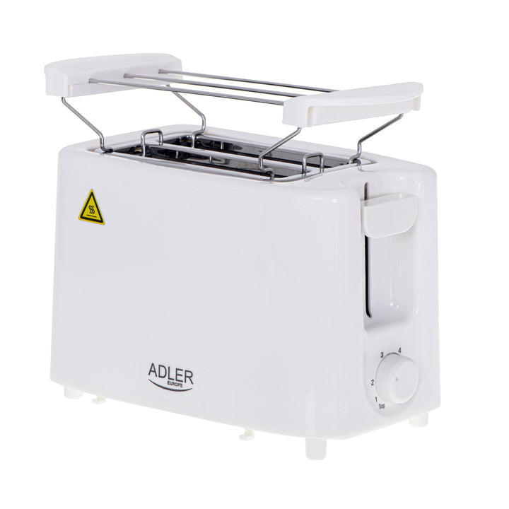 Torradeira Adler, controlo de 6 níveis, grelha para pão, 900 W, branca, AD 3223