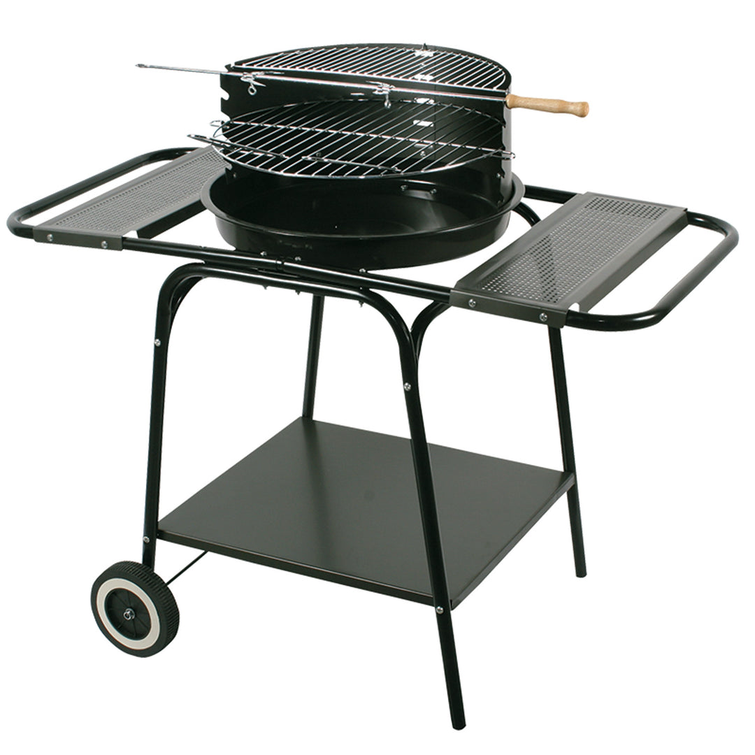 Master Grill & Party Parrilla redonda con 2 estantes, ruedas, acero, MG906