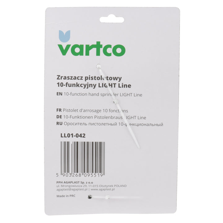 Aspersor de jardim Vartco Agaplast, pistola, 10 funções, LL01-042