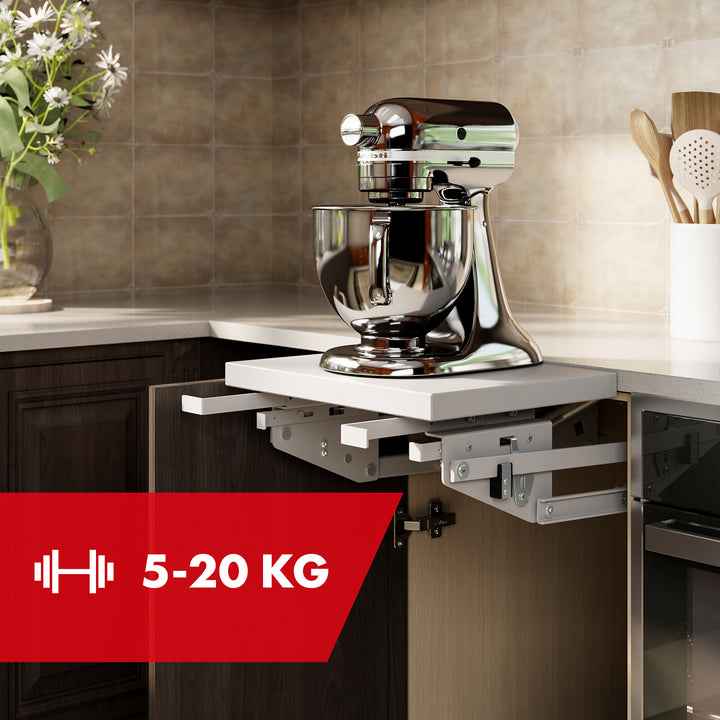 Maclean MC-497 Elevador, estante de cocina extensible empotrable 5-20kg. 820x168x106mm