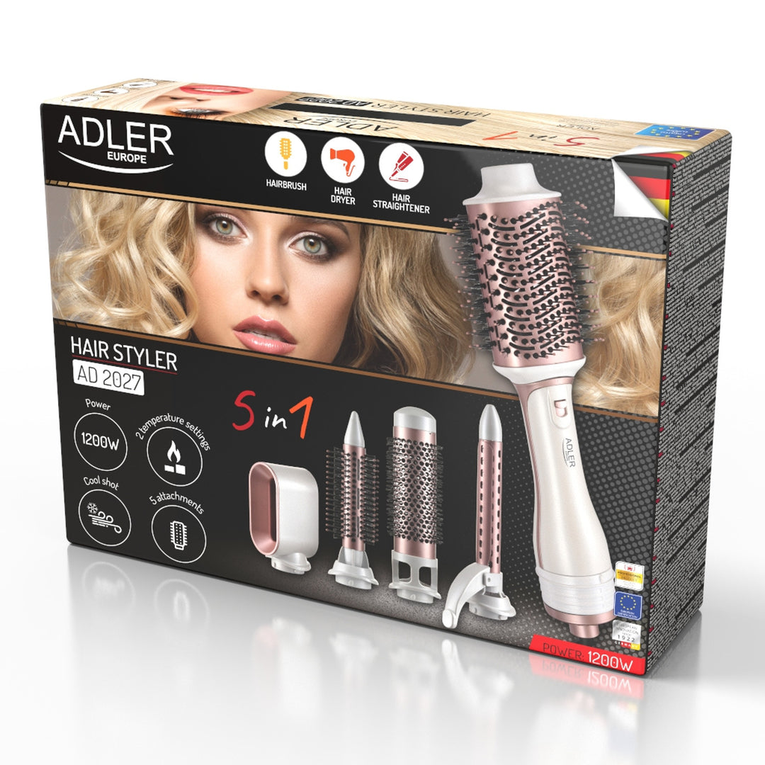 Modelador de caracóis Adler AD 2027, secador 5 em 1, 1200 W, 5 acessórios