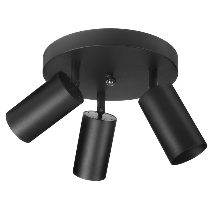 Maclean MCE362 B Lámpara de techo 3x GU10 Máx. 40W | Móvil, aluminio | Foco moderno para salón, oficina, cocina, con puntos de luz orientables, Color negro mate
