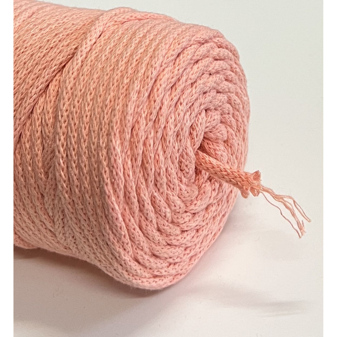 Cordão de algodão ColiNea com núcleo de algodão, entrançado, 5 mm, 100 m, cor salmão