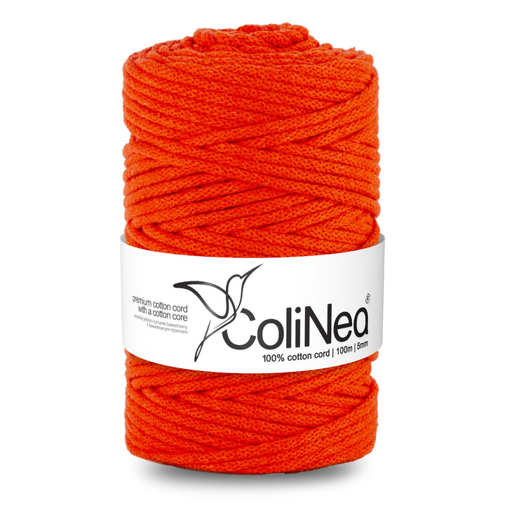 Cordão de algodão ColiNea com núcleo de algodão, entrançado, 5 mm, 100 m, laranja