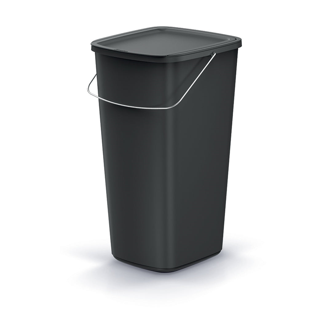 Keden Compact Q Basic Papelera, Cubo de Basura con Asa, Color negro, Capacidad 25L