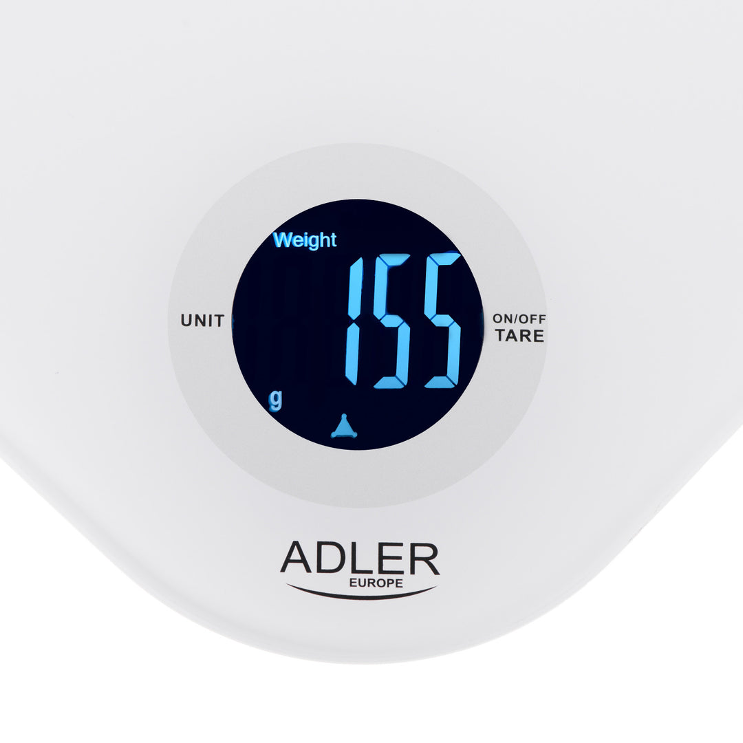 Balança de cozinha digital Adler AD 3180 com visor LCD, balança em vidro temperado, até 10 kg