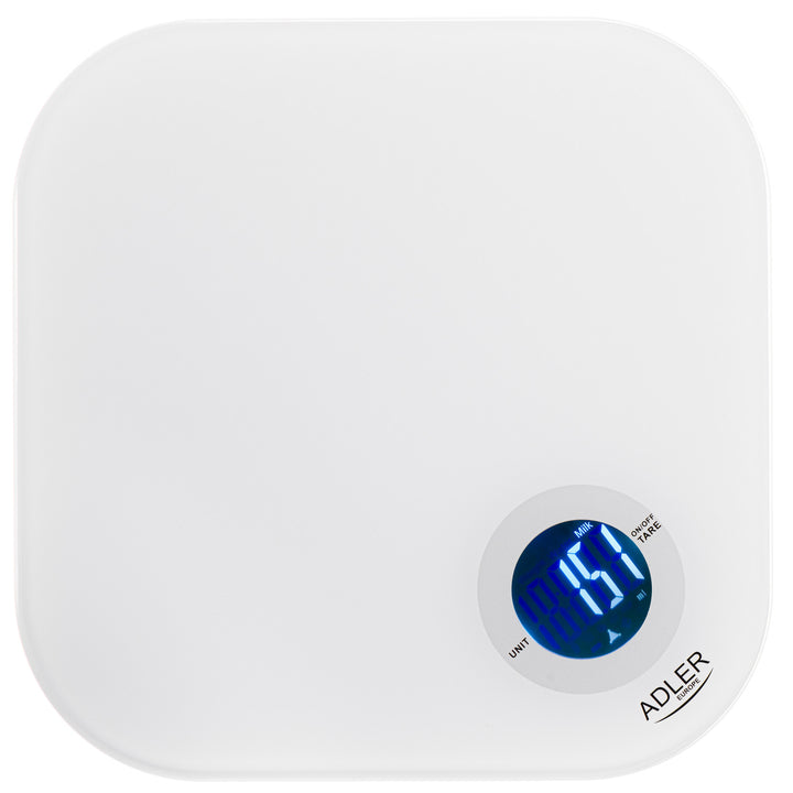 Balança de cozinha digital Adler AD 3180 com visor LCD, balança em vidro temperado, até 10 kg