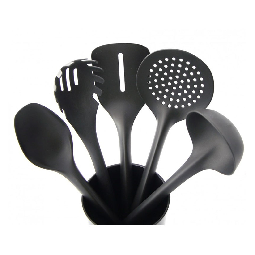 Set de 5 utensilios de cocina + recipiente de 15 cm negro Practic Handy