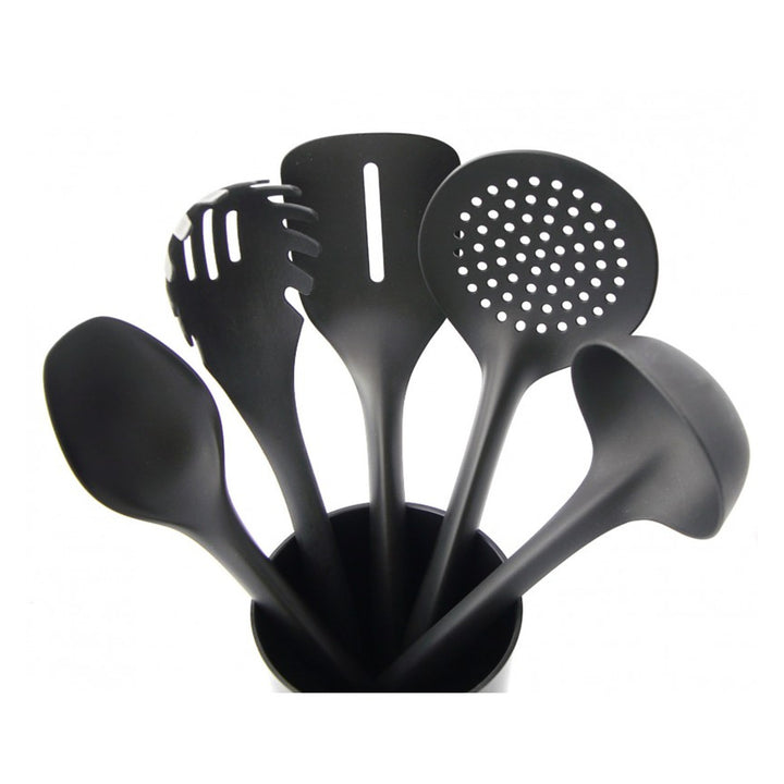 Set de 5 utensilios de cocina + recipiente de 15 cm negro Practic Handy