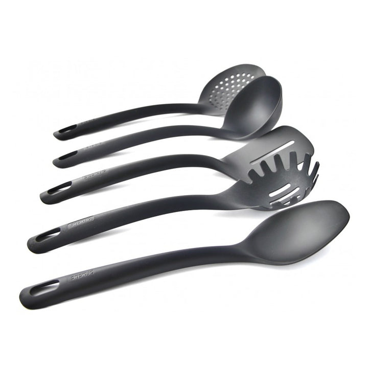Set de 5 utensilios de cocina + recipiente de 15 cm negro Practic Handy