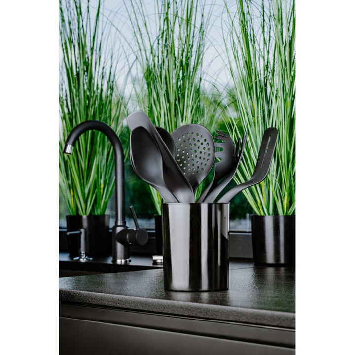 Set de 5 utensilios de cocina + recipiente de 15 cm negro Practic Handy