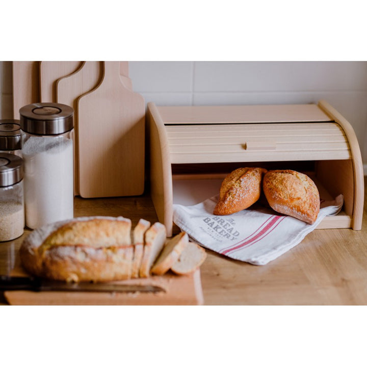 Caixa de pão de madeira prática, tampa de persiana móvel, tampa de enrolar 20080400