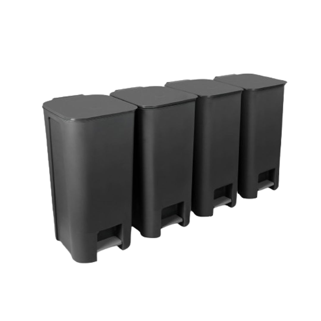 Practic Juego de reciclaje 4 x cubo de pedal 40 L, grafito oscuro, 10106593