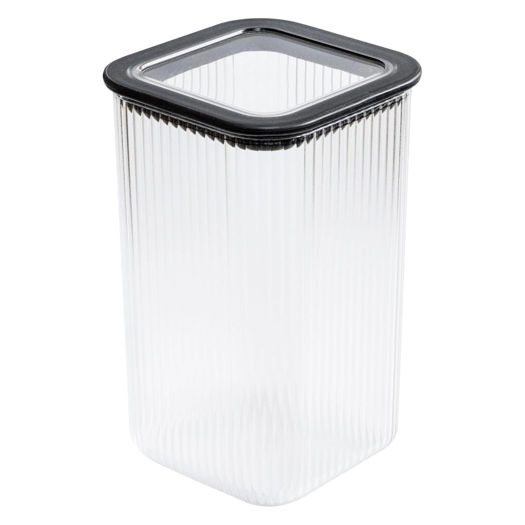Branq Recipiente de cocina para alimentos, 1,5 l, Transparente con cierre negro, Neroli