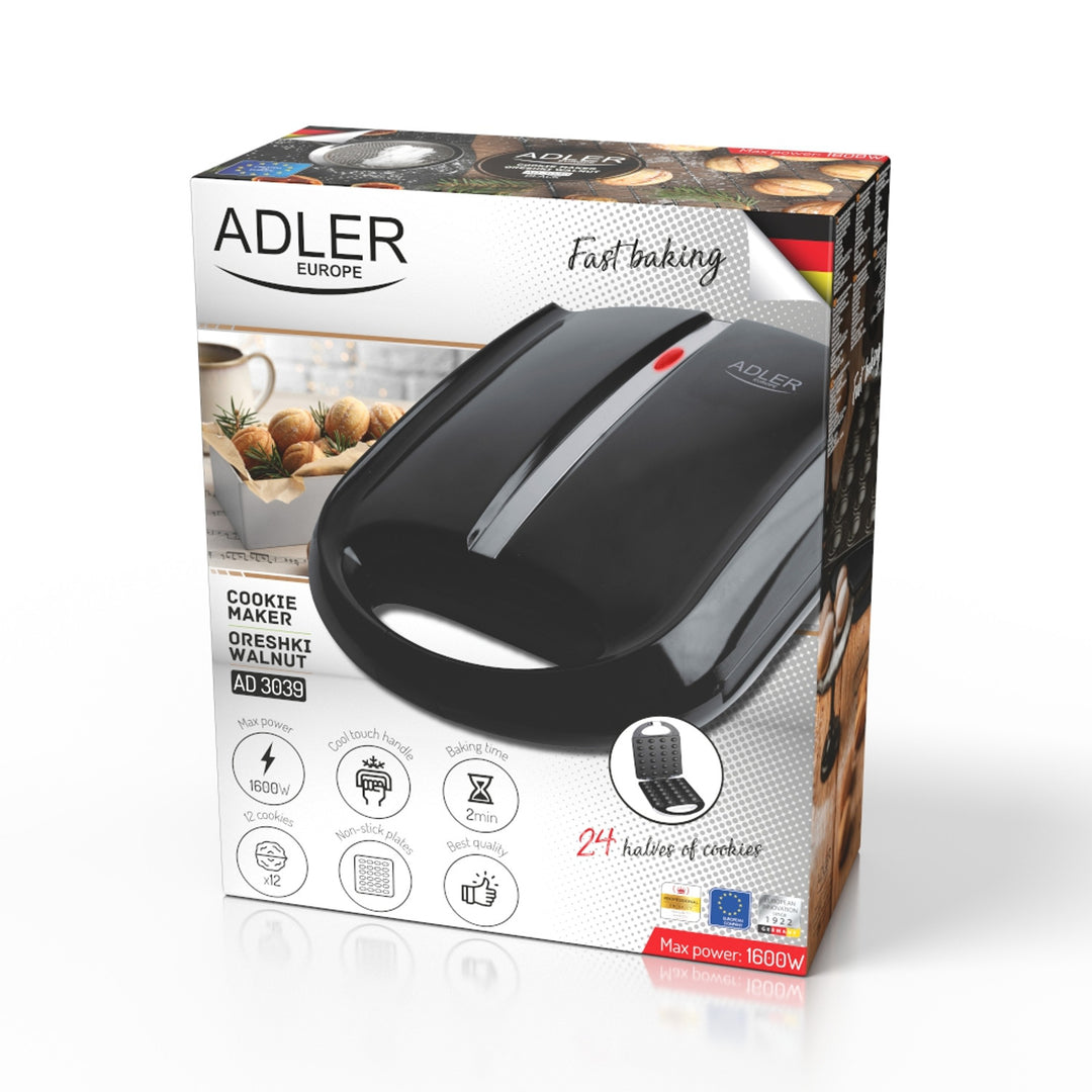 Forma para bolachas Adler Toaster, 24 unid. Máx. 1600 W, Preta, AD 3039b
