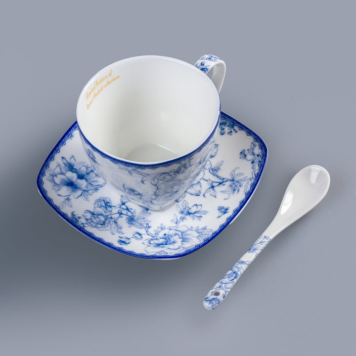 Queen Isabell Elegante juego de tazas clásicas con plato y cucharita, Capacidad: 250 ml