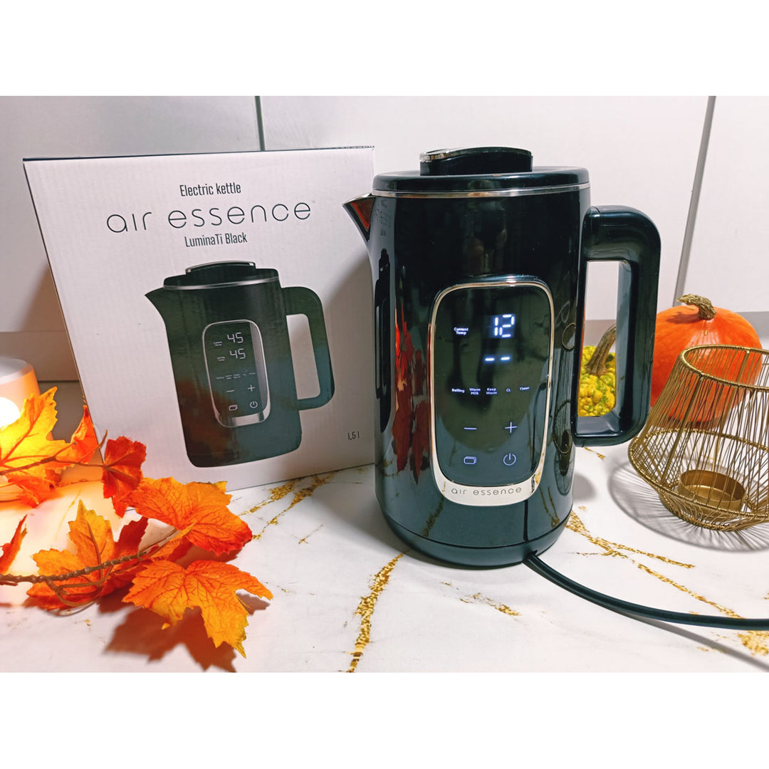 Air Essence LuminaTi Black MAX Hervidor eléctrico con función de descalcificación y decloración, 2200W, capacidad 1,5L