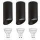 Maclean MCE360 B Luminaria/tubo de superficie, spot, redondo, aluminio, GU10, 55x130mm, color negro, 3pcs + bombilla LED GU10 7W Maclean Energy MCE437 NW blanco neutro 4000K, 220-240V~, 50/60Hz 3pcs
