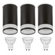Maclean MCE361 B Luminaria de superficie / tubo, spot, redondo, aluminio, GU10, 55x130mm, color negro 3pcs+ Bombilla LED GU10 7W Maclean Energy MCE437 NW blanco neutro 4000K, 220-240V~, 50/60Hz, 490 3pcs