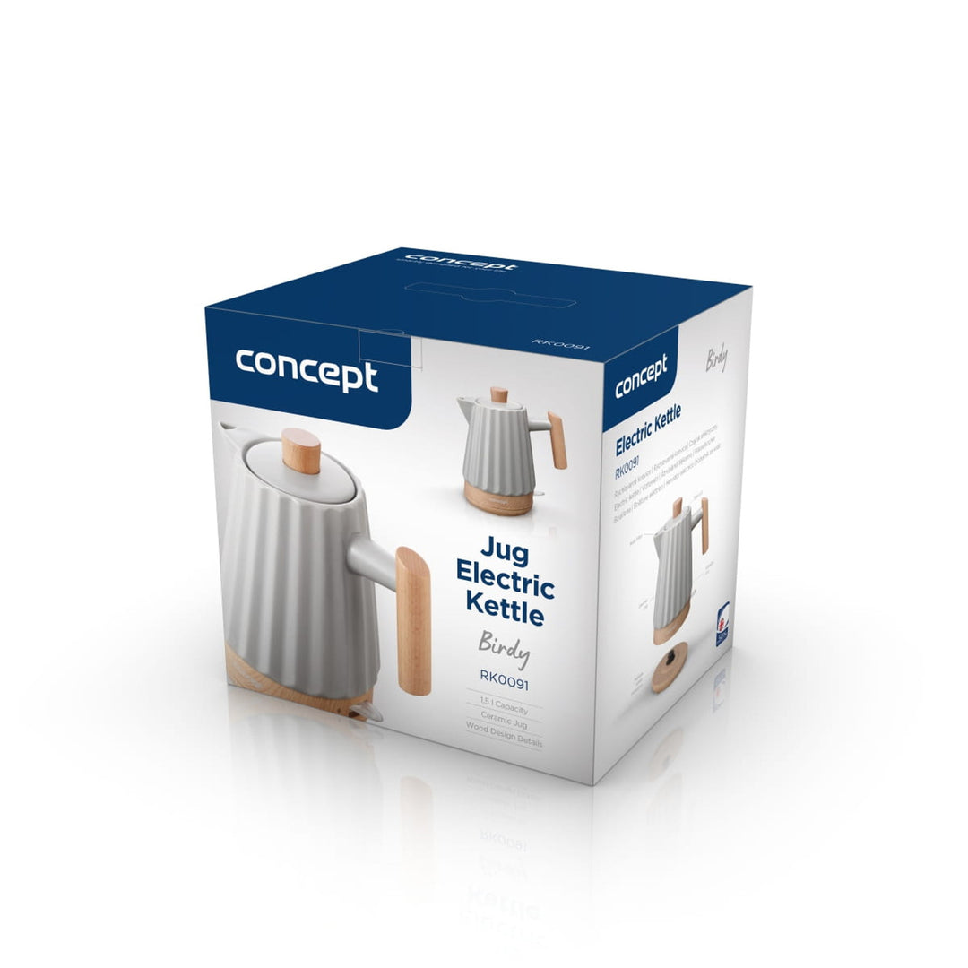 Concept Hervidor eléctrico, cerámica, 1500W, 1,5L, gris claro, RK0091
