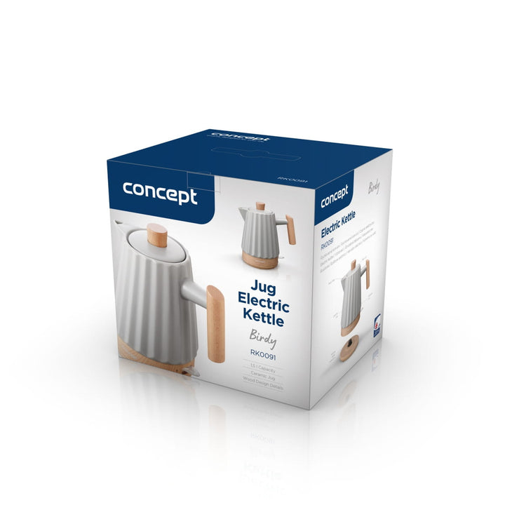 Concept Hervidor eléctrico, cerámica, 1500W, 1,5L, gris claro, RK0091