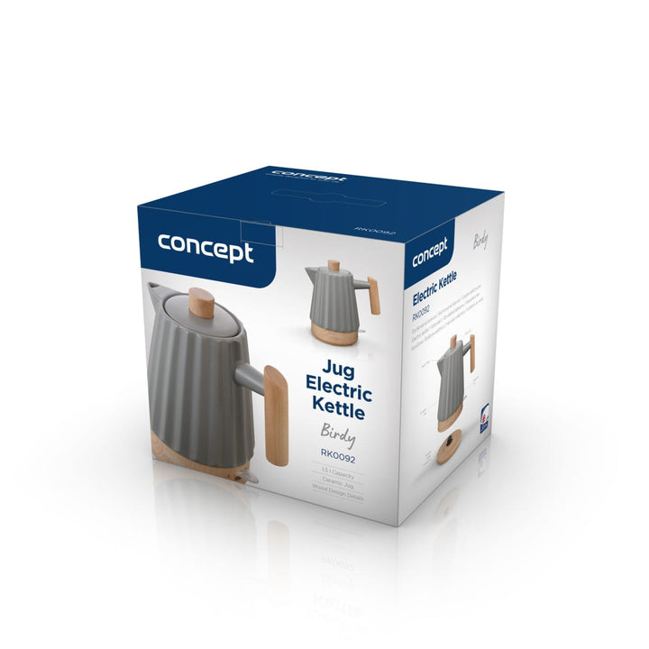 Concept Hervidor eléctrico, cerámica, 1500W, 1,5L, gris oscuro, RK0092