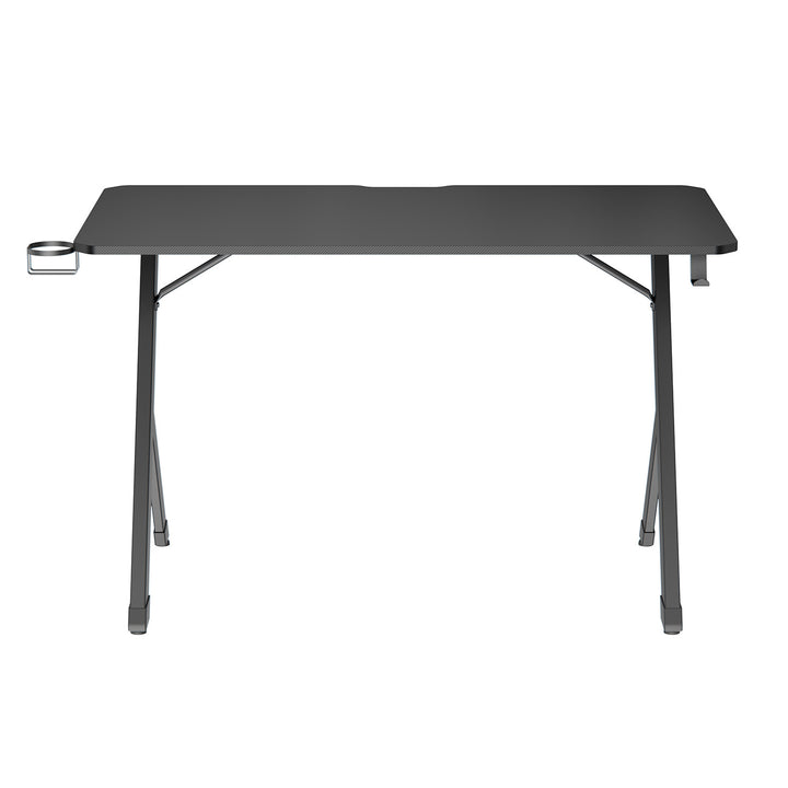 Escritorio para juegos NanoRS, negro, con soporte para auriculares y vasos, max. 75kg, dimensiones 1200x600x750mm, RS101