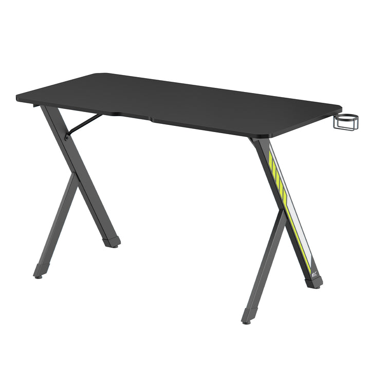 Escritorio para juegos NanoRS, negro, con soporte para auriculares y vasos, max. 75kg, dimensiones 1200x600x750mm, RS101