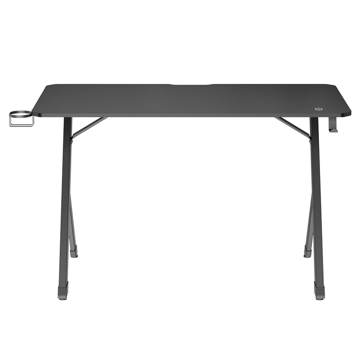 Escritorio para juegos NanoRS, negro, con soporte para auriculares y tazas, retroiluminación RGB, max. 75kg, dimensiones 1200x600x750mm, RS102