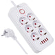Regleta Maclean, cable alargador de 6 tomas + 4xUSB, 110-240V CA 50/60Hz, 2,1A máx. 2500W, 3m, blanco, MCE391 W