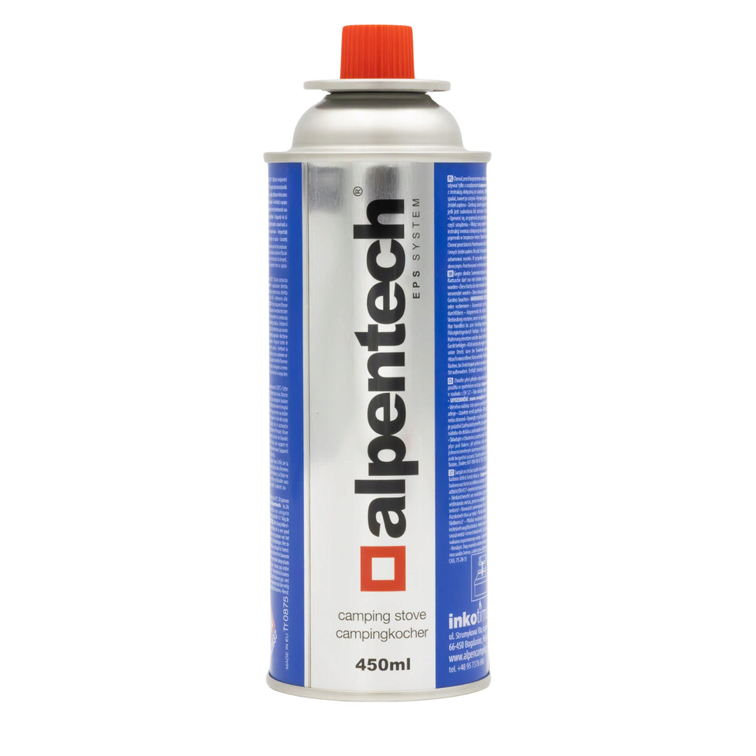 Cartucho de gas Alpentech 450ml, conforme a EN417, isobutano, sistema EPS, IK301