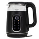 Chaleira elétrica em vidro Adler AD 1305 BS 1,7 L, preta e prateada, controlo de temperatura, visor LED