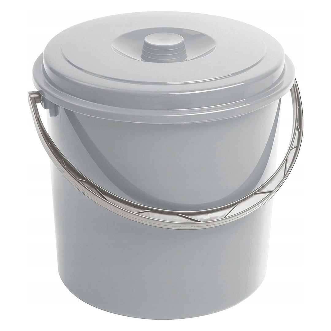 Balde Curver, com tampa, pega confortável, 12L, cinzento, 241750
